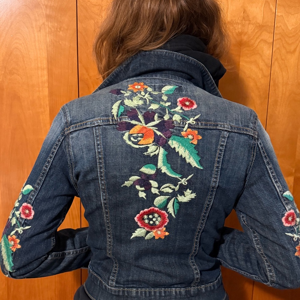 DRIFTWOOD Floral Embroidered Jean Jacket